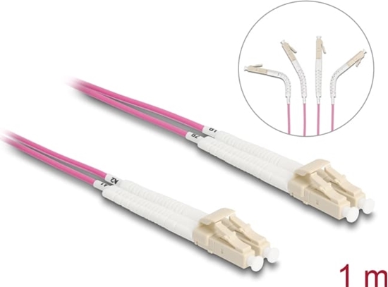 Picture of Delock Optical Fiber Cable LC Duplex to LC Duplex Multi-mode OM4 angled 1 m