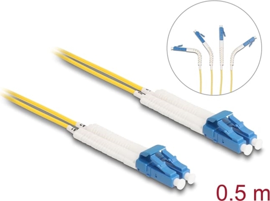 Picture of Delock Optical Fiber Cable LC Duplex to LC Duplex singlemode OS2 angled 0.5 m