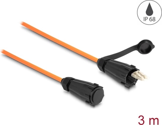 Picture of Delock Optical fiber cable LC Duplex to LC Duplex with protective cap multi-mode OM2 IP68 dust and waterproof 3 m