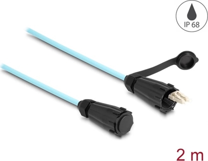 Picture of Delock Optical fiber cable LC Duplex to LC Duplex with protective cap multi-mode OM3 IP68 dust and waterproof 2 m