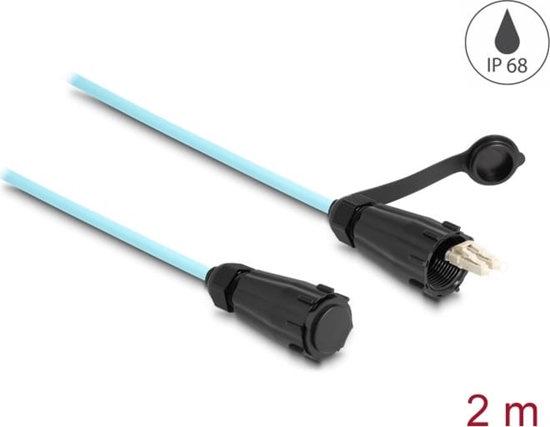 Picture of Delock Optical fiber cable LC Duplex to LC Duplex with protective cap multi-mode OM3 IP68 dust and waterproof 2 m