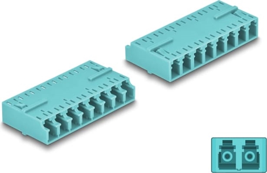 Picture of Delock Optical Fiber Coupler HD LC Octuplex female to LC Octuplex female aqua