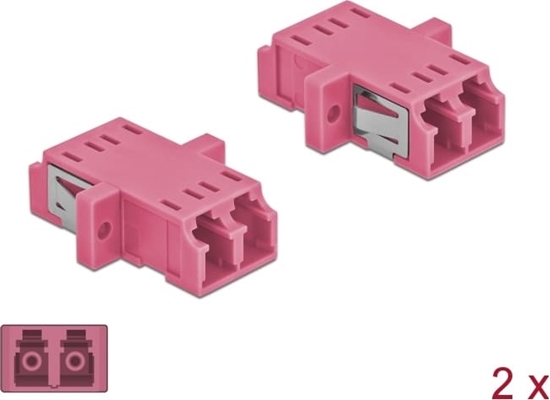 Picture of Delock Optical Fiber Coupler LC Duplex female to LC Duplex female Multi-mode 2 pieces violet