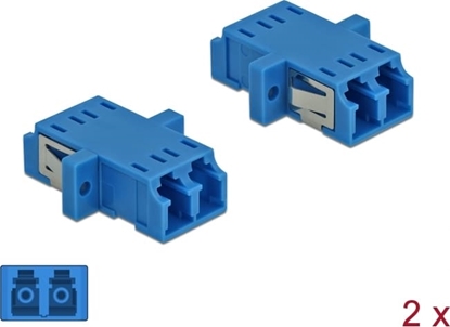 Picture of Delock Optical Fiber Coupler LC Duplex female to LC Duplex female Single-mode 2 pieces blue