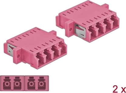Picture of Delock Optical Fiber Coupler LC Quad female to LC Quad female Multi-mode 2 pieces violet