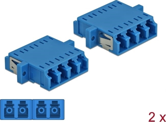 Picture of Delock Optical Fiber Coupler LC Quad female to LC Quad female Single-mode 2 pieces blue