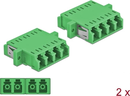 Picture of Delock Optical Fiber Coupler LC Quad female to LC Quad female Single-mode 2 pieces green