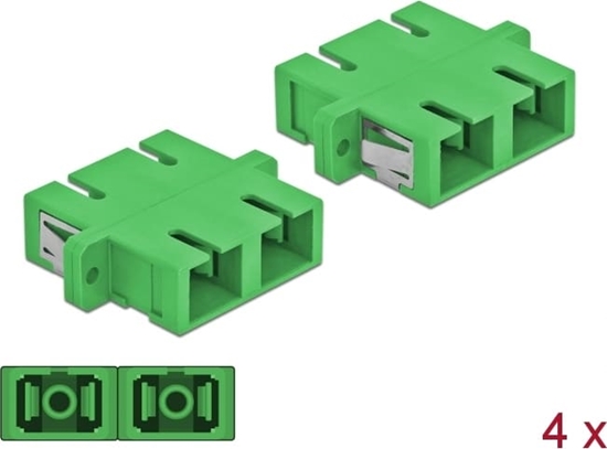 Picture of Delock Optical Fiber Coupler SC Duplex female to SC Duplex female Single-mode 4 pieces green