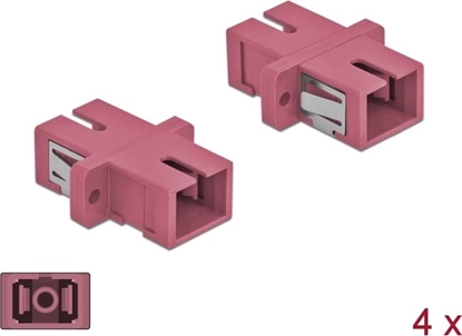 Picture of Delock Optical Fiber Coupler SC Simplex female to SC Simplex female Multi-mode 4 pieces violet
