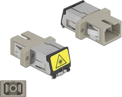 Picture of Delock Optical Fiber Coupler with laser protection flip SC Simplex female to SC Simplex female Multi-mode beige
