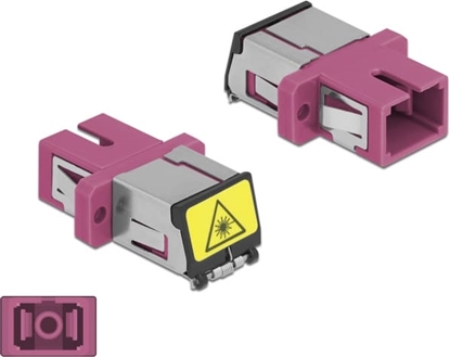Picture of Delock Optical Fiber Coupler with laser protection flip SC Simplex female to SC Simplex female Multi-mode violet