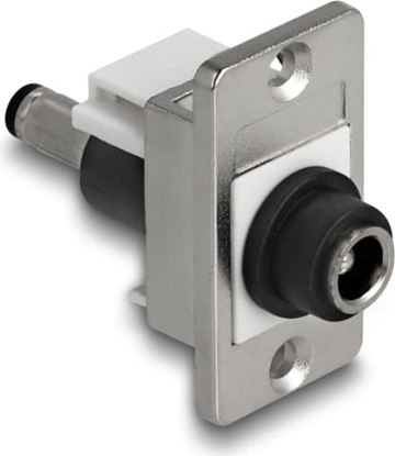 Picture of Delock Panel Mount DC 5.5 x 2.5 mm female to DC 5.5 x 2.5 mm male silver / white / black