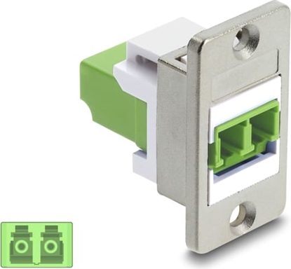 Picture of Delock Panel Mount LC Duplex female to LC Duplex female silver / limegreen / white