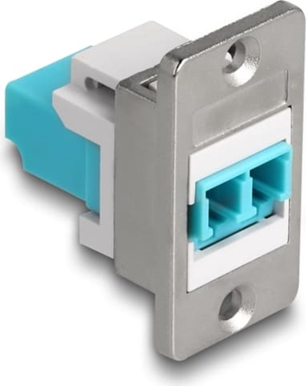 Picture of Delock Panel Mount LC Duplex female to LC Duplex female silver / white / aqua