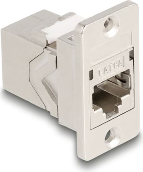 Picture of Delock Panel Mount RJ45 Keystone Module coupler jack to jack Cat.6A metal conical