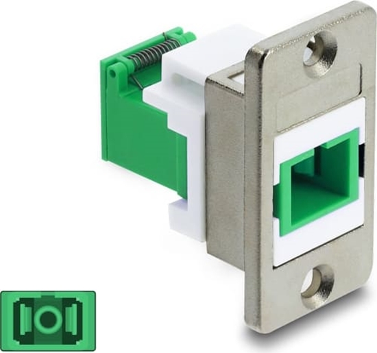 Picture of Delock Panel Mount SC Simplex female to SC Simplex female with laser protection flip inside silver / green / white