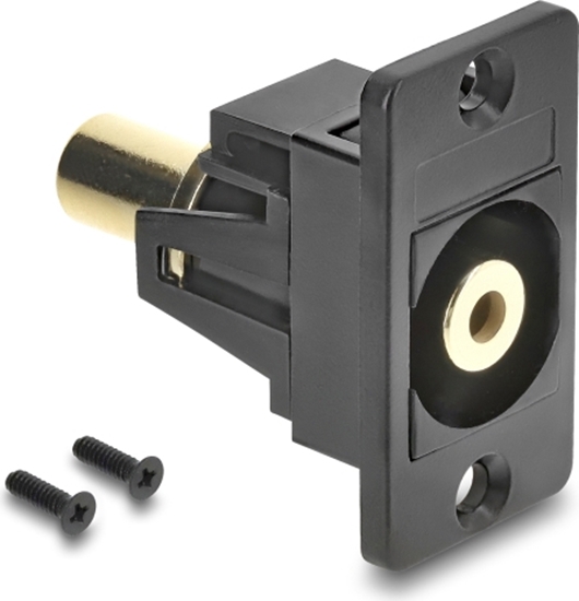 Picture of Delock Panel Mount stereo jack female 3.5 mm 3 pin to stereo jack female 3.5 mm 3 pin gold plated black
