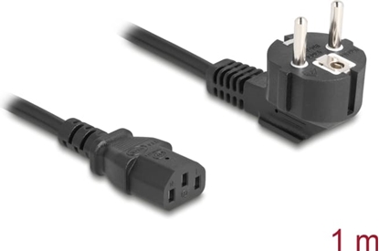 Picture of Delock PC power cord earthed plug CEE 7/7 90° angled to C13 female, 1 m, 3 x 0.75 mm² black