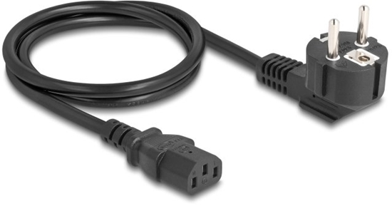 Picture of Delock PC power cord earthed plug CEE 7/7 90° angled to C13 female, 1 m, 3 x 1.00 mm² black
