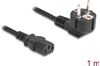 Picture of Delock PC power cord earthed plug CEE 7/7 90° angled to C13 female, 1 m, 3 x 1.00 mm² black