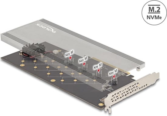 Picture of Delock PCI Express 4.0 x16 Card to 4 x internal NVMe M.2 Key M with Heat Sink and Fan - Bifurcation