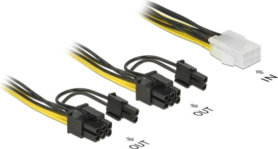 Picture of Delock PCI Express power cable 6 pin female > 2 x 8 pin male 15 cm