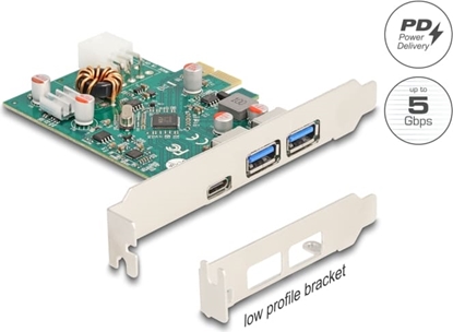 Picture of Delock PCI Express x1 Card to 1 x external USB Type-C™ female PD 30 W + 2 x external USB Type-A female USB 5 Gbps