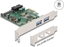 Picture of Delock PCI Express x1 Card to 2 x external USB 3.2 Gen 1 Type-A + 1 x internal 19 pin USB pin header male - Low Profile Form Factor
