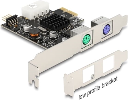 Attēls no Delock PCI Express x1 Card to 2 x PS/2 and USB Pin Header - Low Profile Form Factor