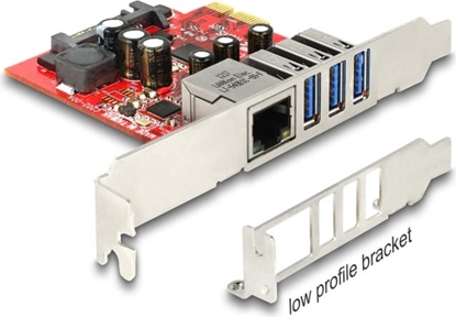 Picture of Delock PCI Express x1 Card to 3 x external USB 5 Gbps + 1 x external Gigabit LAN - Low Profile Form Factor