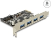 Picture of Delock PCI Express x1 Card to 4 x external USB Type-A female SuperSpeed USB 5 Gbps (USB 3.2 Gen 1)