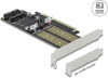 Picture of Delock PCI Express x16 Card to 1 x M.2 Key B + 1 x NVMe M.2 Key M + 1 x mSATA - Low Profile Form Factor
