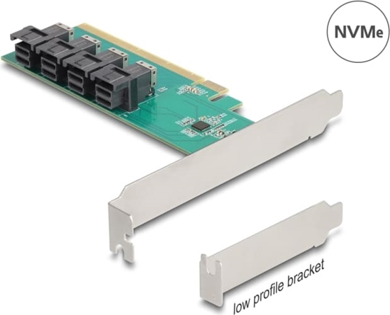 Picture of Delock PCI Express x16 Card to 4 x internal SFF-8643 NVMe - Bifurcation - Low Profile Form Factor
