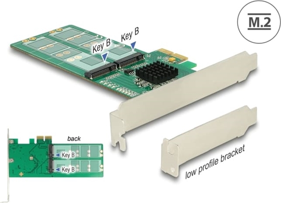 Picture of Delock PCI Express x2 Card > 4 x internal M.2 Key B - Low Profile Form Factor
