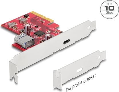 Picture of Delock PCI Express x4 Card to 1 x external USB 10 Gbps USB Type-C™ female + 1 x internal USB 10 Gbps Type-A female - Low Profile Form Factor