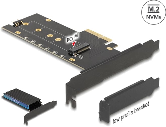 Picture of Delock PCI Express x4 Card to 1 x internal NVMe M.2 Key M with heat sink and RGB LED illumination - Low Profile Form Factor