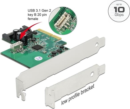 Picture of Delock PCI Express x4 Card to 1 x internal USB 3.2 Gen 2 key B 20 pin female