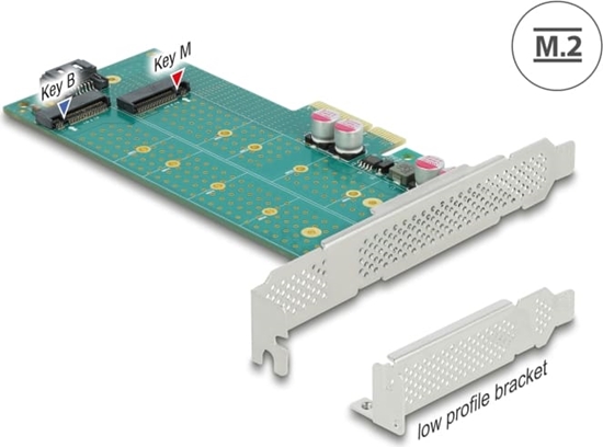 Picture of Delock PCI Express x4 Card to 1 x M.2 Key B + 1 x NVMe M.2 Key M - Low Profile Form Factor