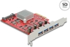 Picture of Delock PCI Express x4 Card to 4 x external SuperSpeed USB 10 Gbps (USB 3.2 Gen 2) USB Type-A female