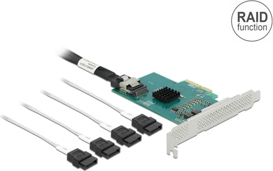Picture of Delock PCI Express x4 Card to 4 x SATA 6 Gb/s RAID and HyperDuo - Low Profile Form Factor