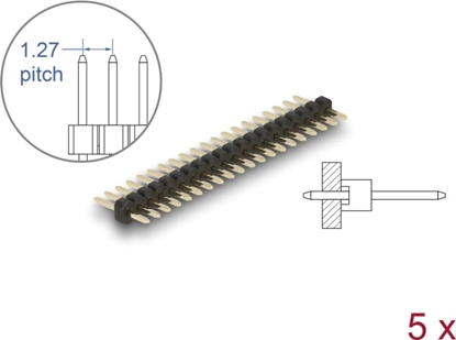 Picture of Delock Pin header 20 pin, pitch 1.27 mm, 1-row, straight, 5 pieces