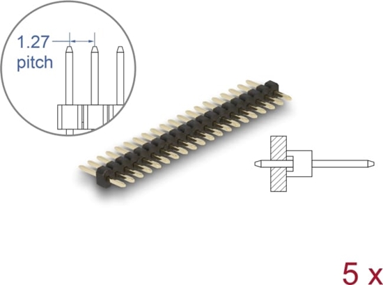 Picture of Delock Pin header 20 pin, pitch 1.27 mm, 1-row, straight, 5 pieces