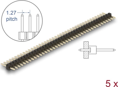 Picture of Delock Pin header 40 pin, pitch 1.27 mm, 1-row, straight, 5 pieces