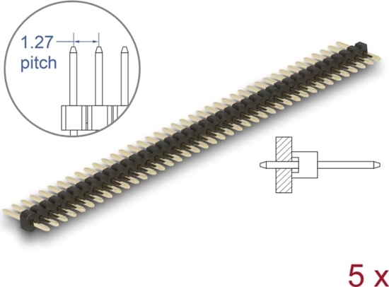 Picture of Delock Pin header 40 pin, pitch 1.27 mm, 1-row, straight, 5 pieces