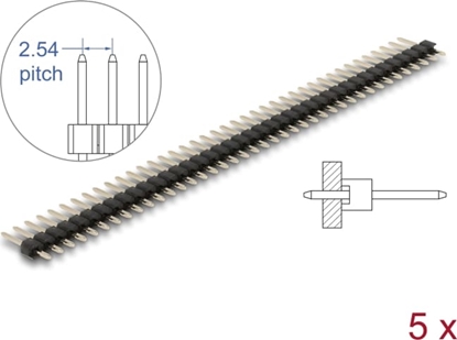 Picture of Delock Pin header 40 pin, pitch 2.54 mm, 1-row, straight, 5 pieces