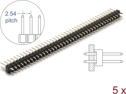 Picture of Delock Pin header 40 pin, pitch 2.54 mm, 2-row, straight, 5 pieces