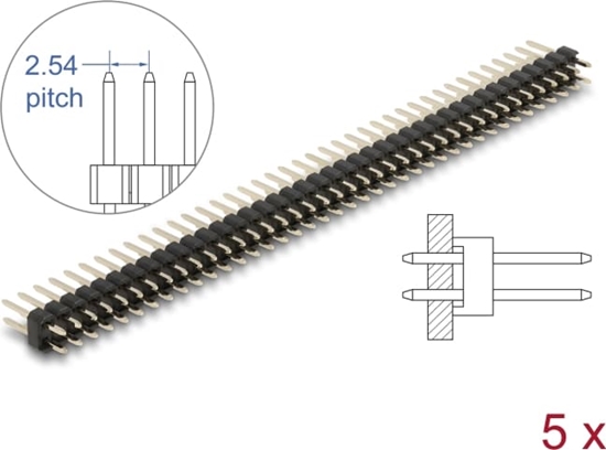 Picture of Delock Pin header 40 pin, pitch 2.54 mm, 2-row, straight, 5 pieces