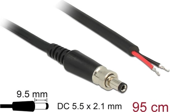 Picture of Delock Power cable DC 5.5 x 2.1 x 9.5 mm screwable to open wire ends 95 cm