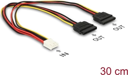 Picture of Delock Power Cable Floppy 4 pin Power receptacle > 2 x Power SATA 15 pin receptacle 30 cm