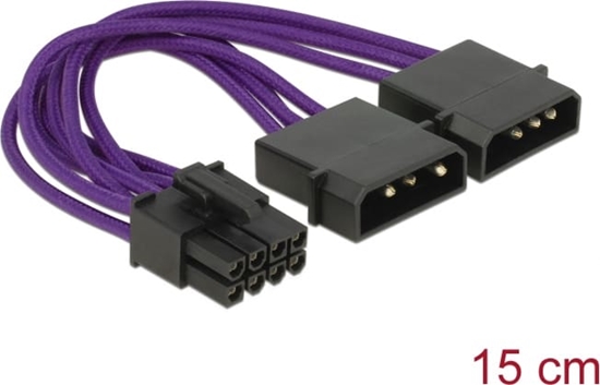 Picture of Delock Power Cable PCI Express 8 pin male > 2 x 4 pin male textile shielding purple